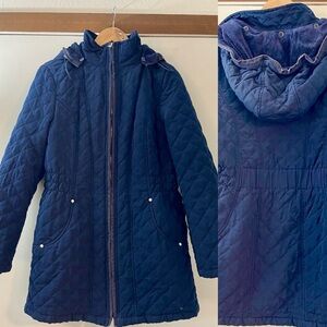 Liz Claiborne Navy Quilted Puffer Coat